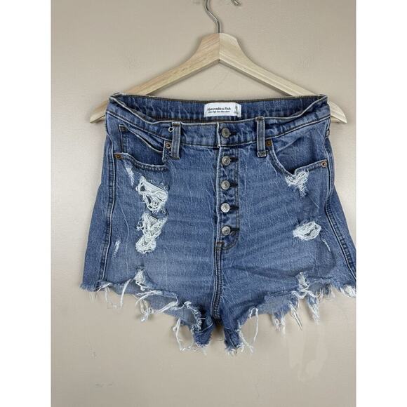 Abercrombie & Fitch Pants - Abercrombie & Fitch Women’s 29/8 Ultra High Rise Mom Short Distressed Denim Blue